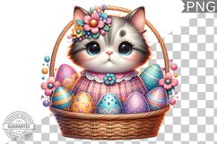 Easter Cat Sublimation - Easter Clipart PNG Design Product Image 1
