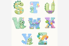 Dino Alphabet Clipart Bundle | Cute Dinosaur PNG Letters A-Z Product Image 3