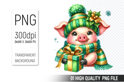 Watercolor Christmas Animals Clipart PNG Bundle, 25 Designs Product Image 6