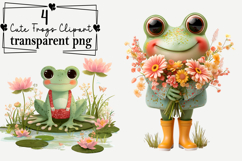 Whimsical Cute Frogs Clipart PNG Watercolor png Product Image 1