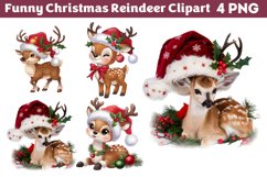Funny Christmas Reindeer Clipart PNG Product Image 1