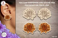 Chrysanthemum Bud Earrings Laser Cut | Jewerly | SVG Product Image 1