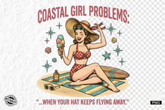 Funny Vintage Summer Beach Girl Clipart Product Image 1