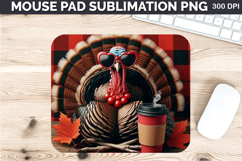 Watercolor Turkey Mouse Pad Sublimation - Thanksgiving PNG Product Image 1