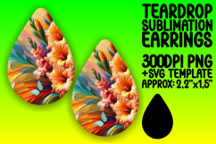 Chic Teardrop Earrings Design PNG Art , Flowers Product Image 1
