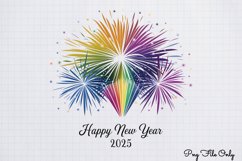 Happy New Year Fireworks Clipart PNG Product Image 1