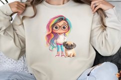 Colorful Girl Dog Clipart PNG Product Image 1