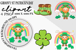 Whimsical Groovy St Patrick’s Day Clipart Watercolor png Product Image 1