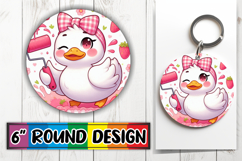 Bright Keychain Sublimation Circle, Cute Goose Product Image 1