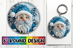 3D Santa Claus Round Keychain Design PNG Holiday Product Image 1