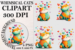 Whimsical Cats Clipart Watercolor png Product Image 1