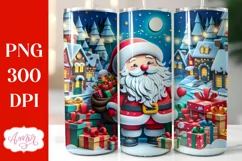 Christmas 3D tumbler wrap for sublimation, Santa tumbler PNG Product Image 1