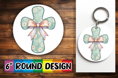 Enchanted Circle Keychain PNG, Cross and Bow Product Image 1
