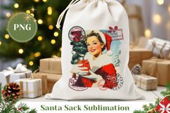 Vintage Girl Christmas Santa Sack Design, Christmas Gift Bag Product Image 1