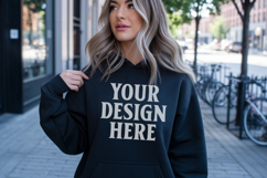 Black Gildan 18500 Hoodie Sweatshirt Mockup, 185 mock up Product Image 1