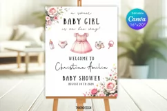 Baby Shower Welcome sign l Baby Girl is on her ways, Canva Product Image 1
