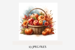 Autumn Basket Clipart Bundle | 13 JPEG Files, Pumpkins Apple Product Image 5