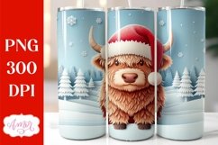 Christmas Highland cow tumbler wrap for sublimation Product Image 1