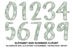 Sage Green Christmas Alphabet Png Clipart, letters doodle Product Image 5