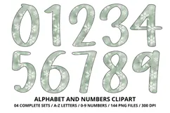 Sage Green Christmas Alphabet Png Clipart, letters doodle Product Image 5