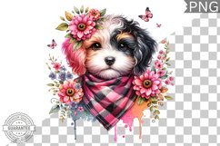 Dog With Flowers Sublimation - Clipart PNG Design Product Image 1