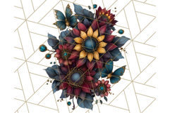 Sunflower and Butterfly PNG Clipart, Bright Jewel Tones Png Product Image 4
