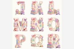 Book Besties Alphabet PNG Bundle, A-Z Bookish Letters, Cute Product Image 4
