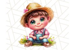 Kids Farm Clipart, Cute Farmer and Farm Animal PNG Product Image 5