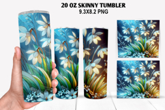 Florals Skinny Tumbler 20oz Wrap Design, Winter Tumbler PNG Product Image 1