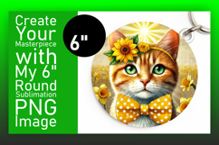Dynamic Round Design PNG Keychain , Cute Cat Product Image 1