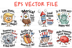 Funny Trump 2026 4th of July Sticker Bundle For Crafters Product Image 1
