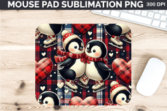 Watercolor Penguins Mouse Pad Sublimation - Valentines PNG Product Image 1