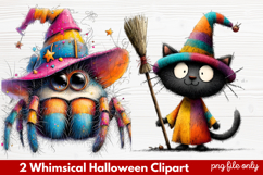 Whimsical Halloween Clipart ,Hand-Drawn Fall Holiday Product Image 1