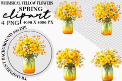 Whimsical Yellow Flowers Spring Clipart PNG Product Image 1