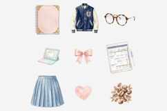 Back to School Aesthetic Clipart Bundle | Watercolor School Product Image 5