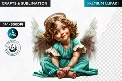 Watercolor Cherub angel clipart PNG, Cute Little angel png Product Image 1