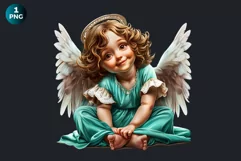 Watercolor Cherub angel clipart PNG, Cute Little angel png Product Image 2
