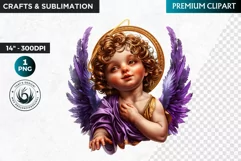 Watercolor Cherub angel clipart PNG, Cute Little angel png Product Image 1