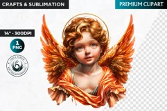 Watercolor Cherub angel clipart PNG, Cute Little angel png Product Image 1
