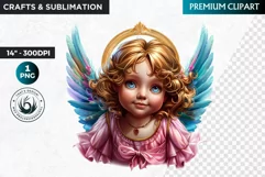 Watercolor Cherub angel clipart PNG, Cute Little angel png Product Image 1
