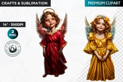 Watercolor Cherub angel clipart PNG, Cute Little angel png Product Image 1