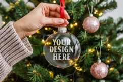 Christmas Acrylic Ornament Mockups | Round Clear Acrylic Orn Product Image 1