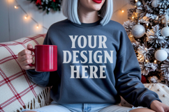 Comfort Colors 1566 Pepper Sweatshirt Mockup, Cozy Boho Product Image 1