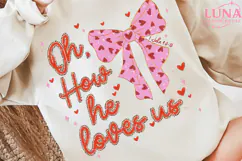 Oh How He Loved Us Png, Glitter Valentine Jesus Coquette png Product Image 4