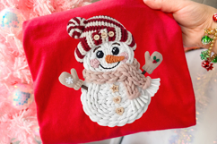 Christmas Crochet PNG Faux Yarn Crochet Snowman PNG Product Image 1
