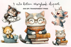 Cute Kitten Storybook Clipart PNG Product Image 1