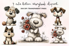 Cute Watercolor Dogs Clipart PNG Product Image 1