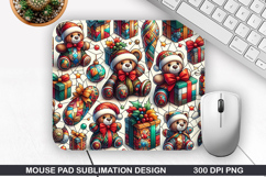 Bear Mouse Pad Sublimation, Christmas Mouse Pad PNG Design Product Image 1