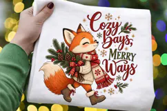 Cozy Christmas Fox Winter Holiday Sublimation Design, Cute Product Image 3