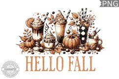 Hello Fall, Coffee Sublimation Design -High Quality 300 Dpi Product Image 1